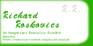 richard roskovics business card